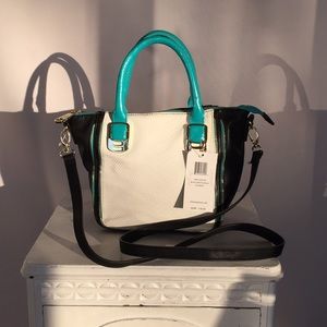 Steve Madden Black/White/Aqua Mini Satchel NWT